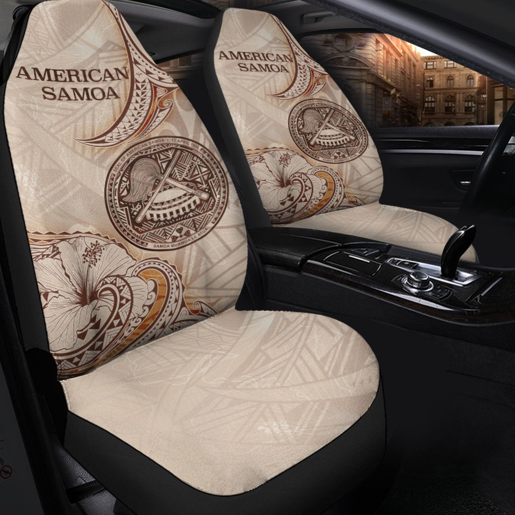 American Samoa Car Seat Cover - Hibiscus Flowers Vintage Style Universal Fit Art - Polynesian Pride