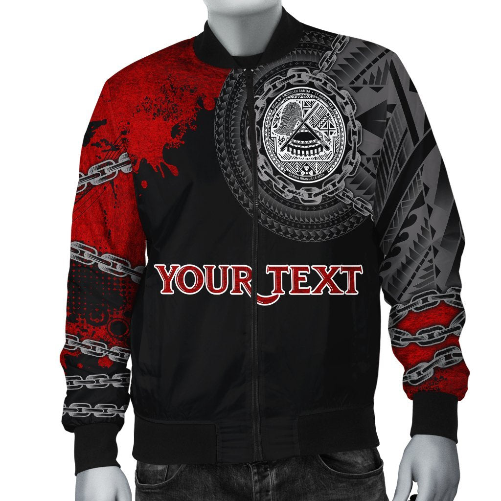 American Samoa Polynesian Personalised Men's Bomber Jacket - Polynesian Chain Style - Polynesian Pride