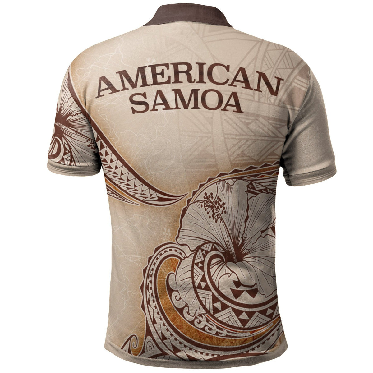 American Samoa Polo Shirt Hibiscus Flowers Vintage Style - Polynesian Pride