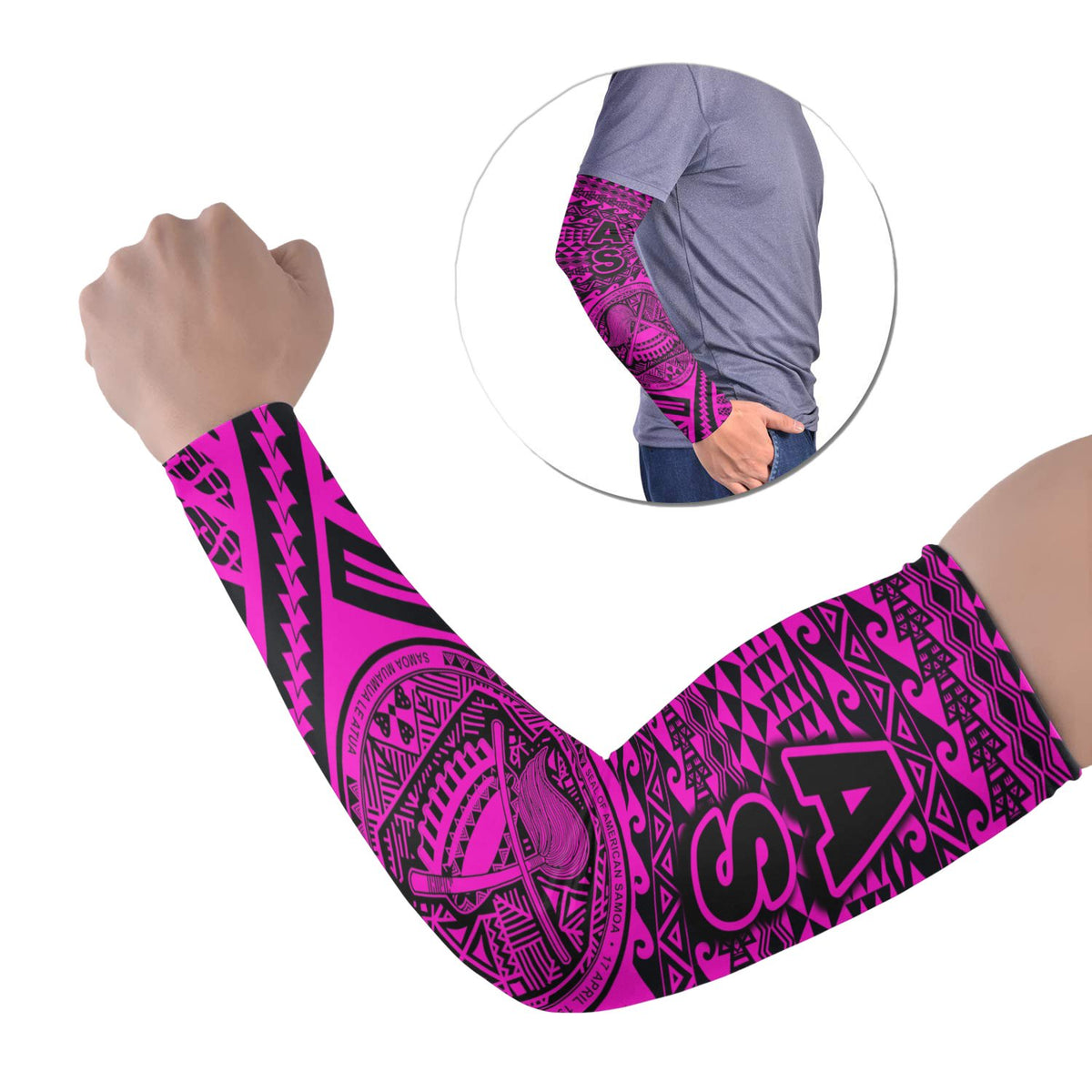 American Samoa Arm Sleeve - Polynesian Style (Set of Two) Pink Set of 2 - Polynesian Pride