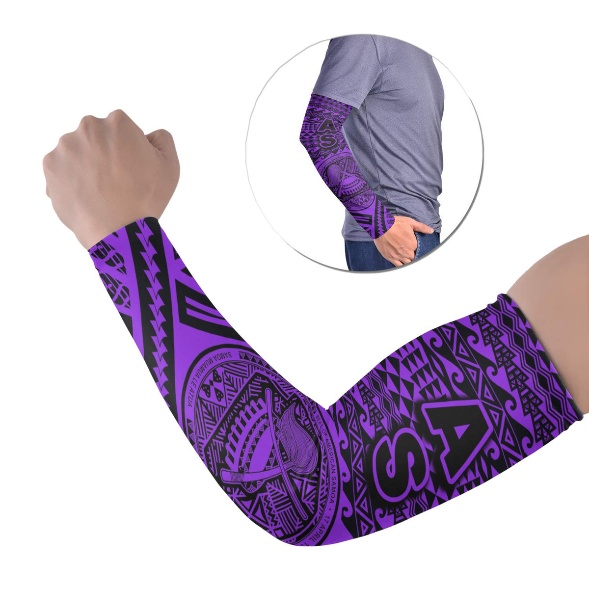 American Samoa Arm Sleeve - Polynesian Style (Set of Two) Purple Set of 2 - Polynesian Pride