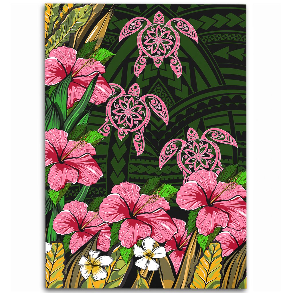 Hawaii Turtle Hibiscus Tropical Polynesian Area Rug - Floren Style - AH Black - Polynesian Pride