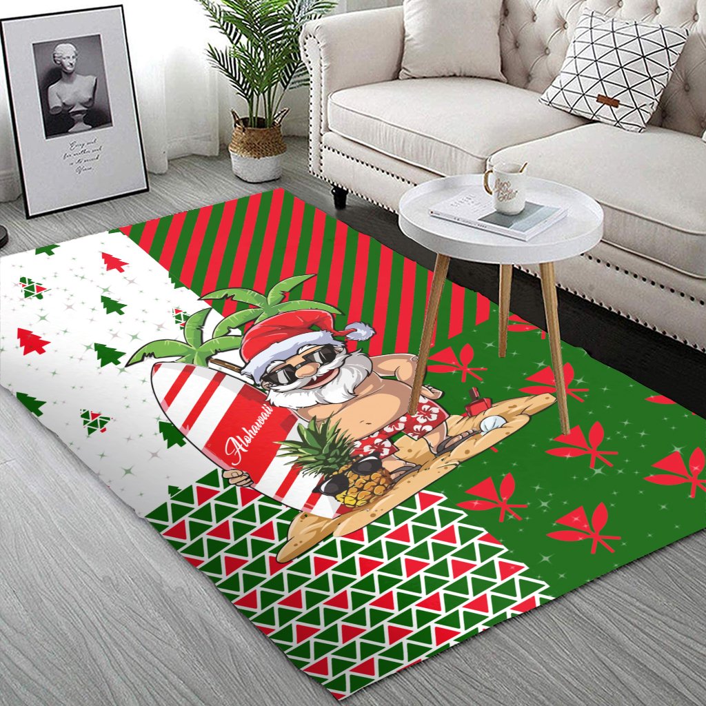 Hawaiian Santa Claus Mele Kalikimaka Area Rug - Red - Angus Style - AH - Polynesian Pride