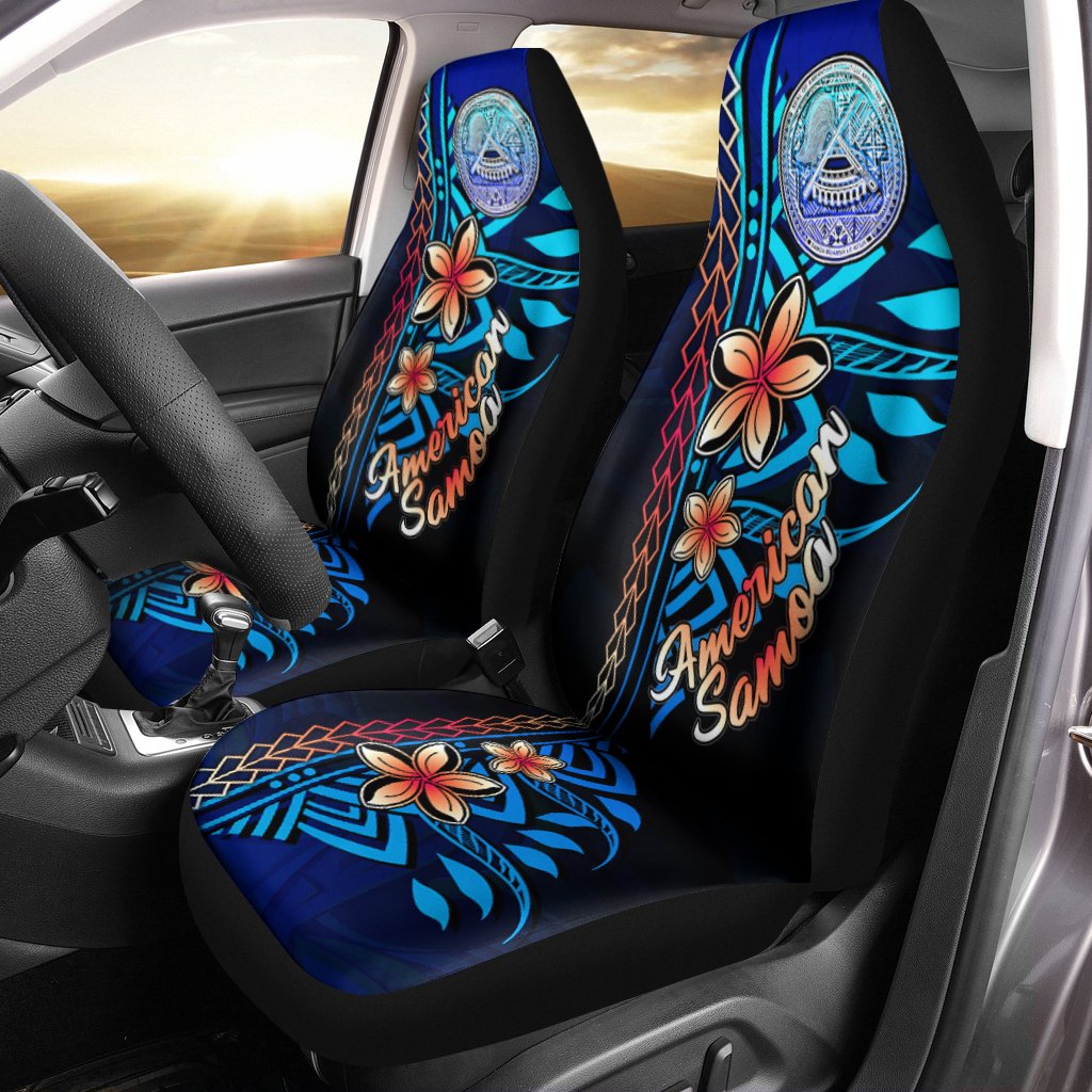 American Samoa Custom Personalised Car Seat Covers - Vintage Tribal Mountain Universal Fit Vintage - Polynesian Pride