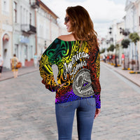 American Samoa Custom Personalised Women's Off Shoulder Sweater - Rainbow Polynesian Pattern - Polynesian Pride