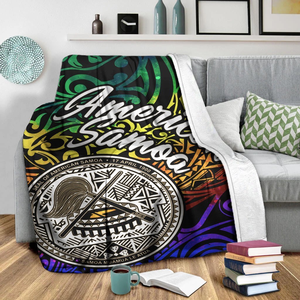 American Samoa Premium Blanket - Rainbow Polynesian Pattern - Polynesian Pride