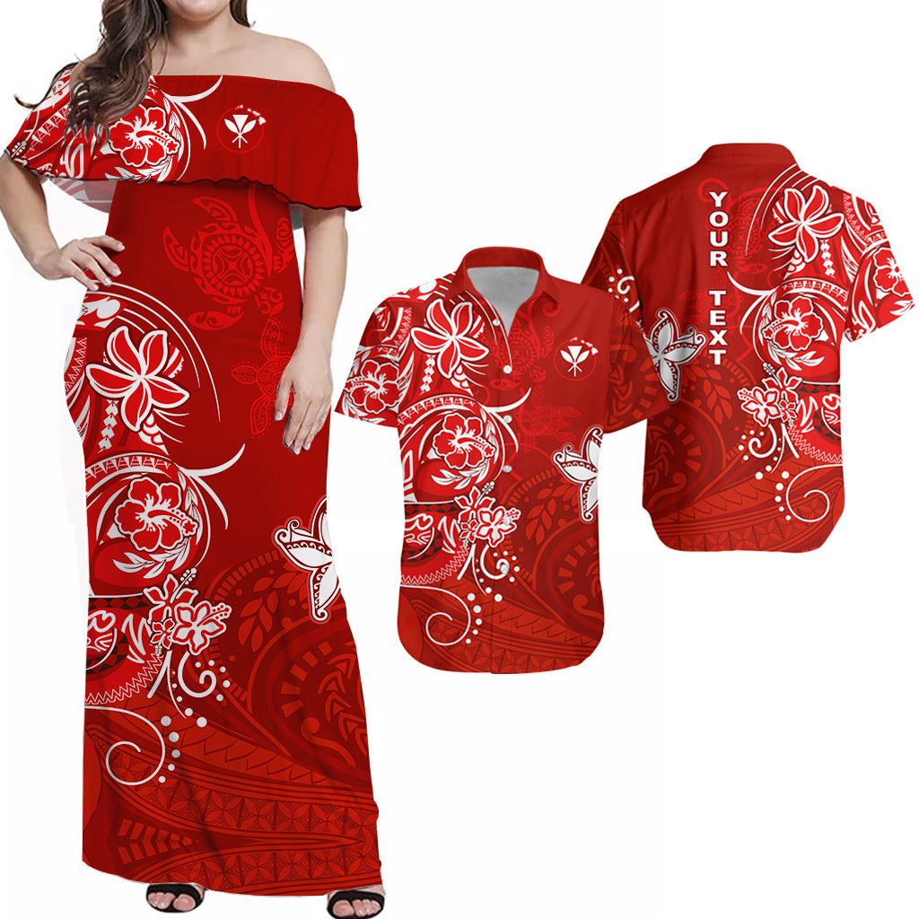 Custom Polynesian Flowers Matching Hawaiian Outfits For Couples Red LT13 Red - Polynesian Pride