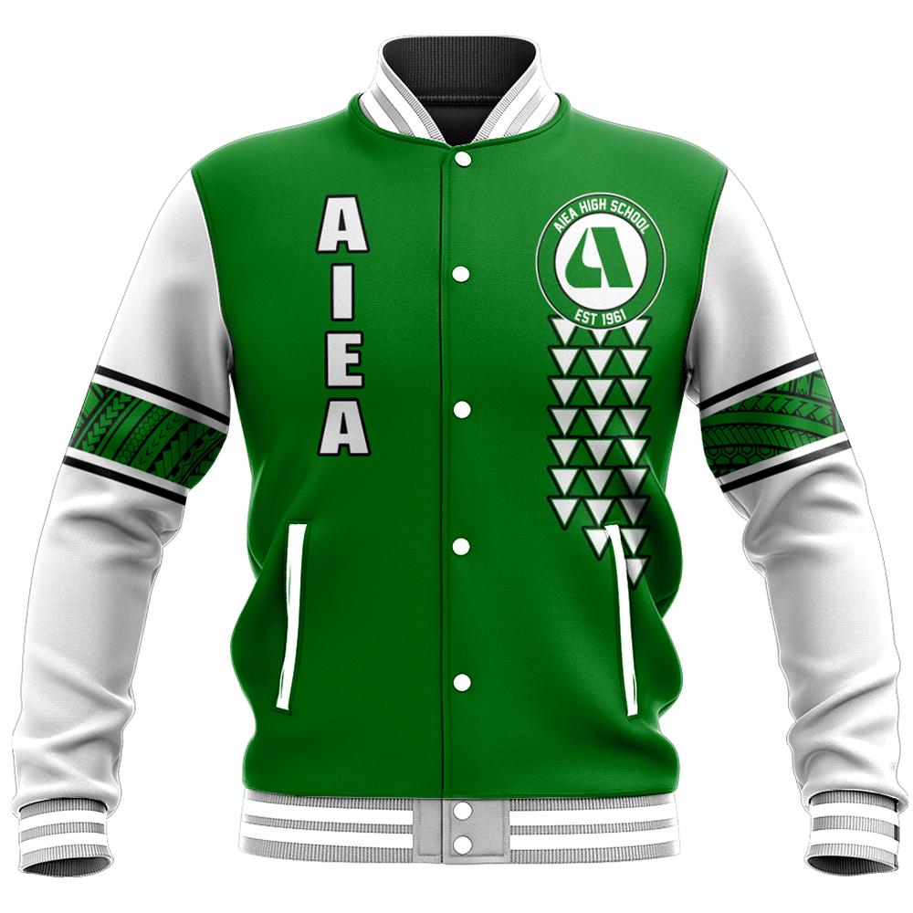 (Personalized) Hawaii Baseball Jacket - Aiea High Custom Your Class Baseball Jacket - AH Unisex Green - Polynesian Pride