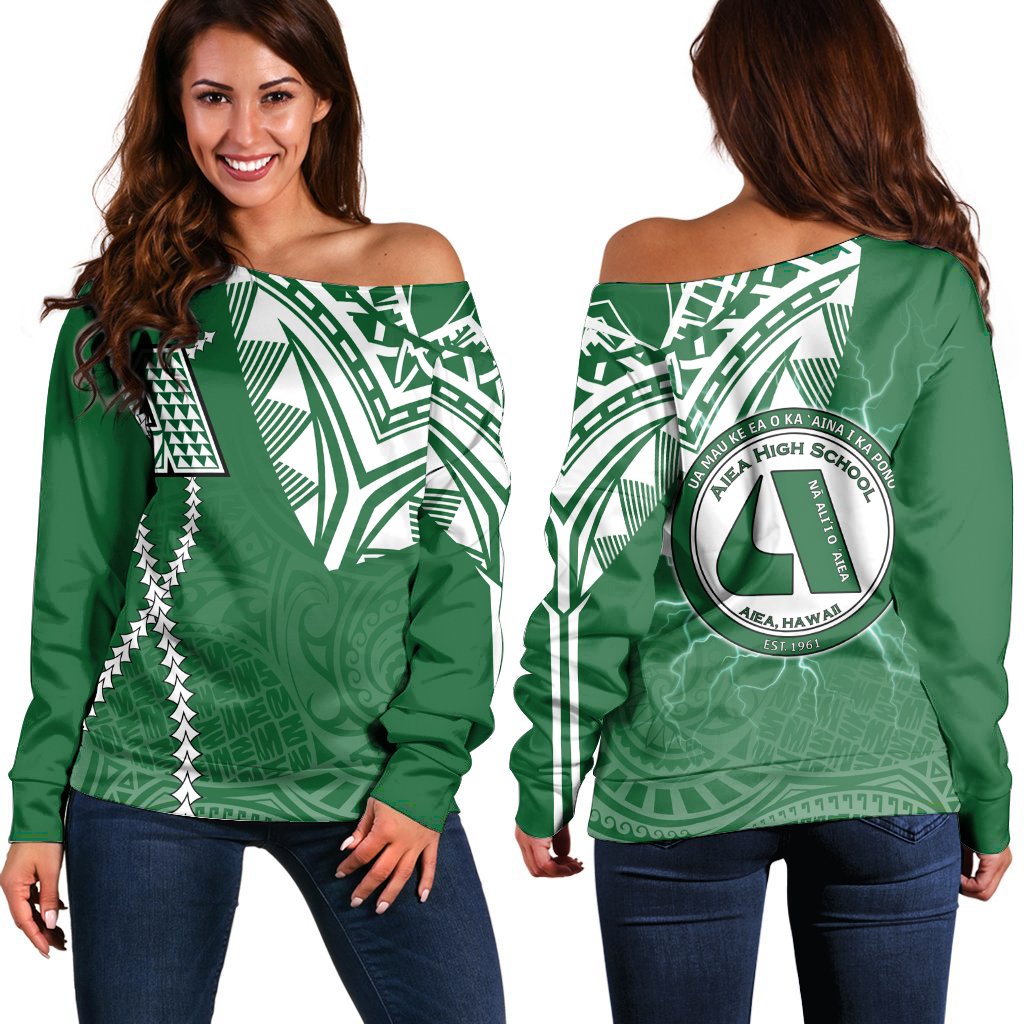 Hawaii - Aiea High Off Shoulder Sweater - Forc Style AH Green - Polynesian Pride