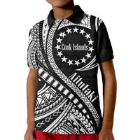 Custom Aitutaki Cook Islands Polo Shirt Black Polynesian Wave Style LT9 Kid Black - Polynesian Pride
