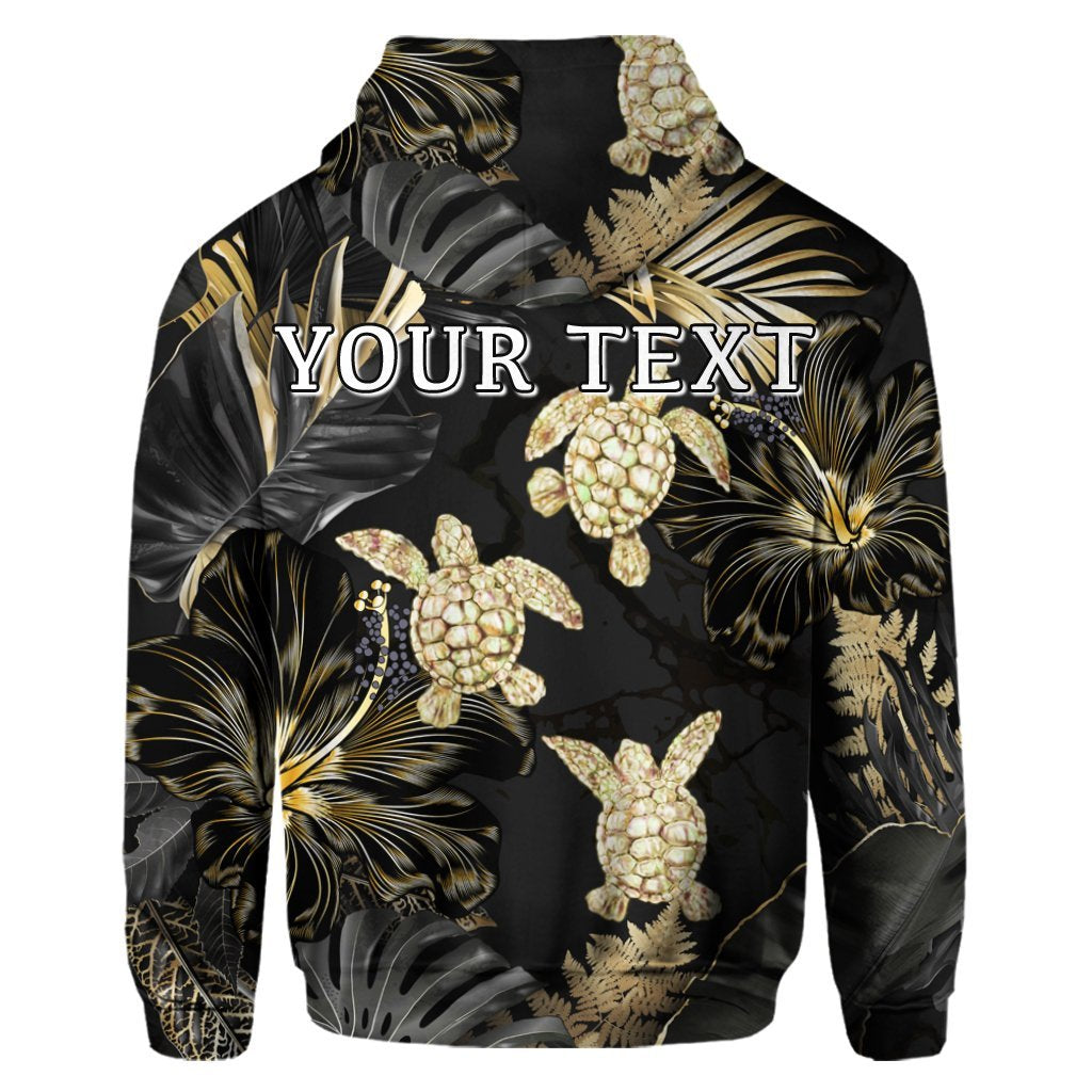 Custom Hawaiian Golden Tropical Turtle Hoodie - Polynesian Pride