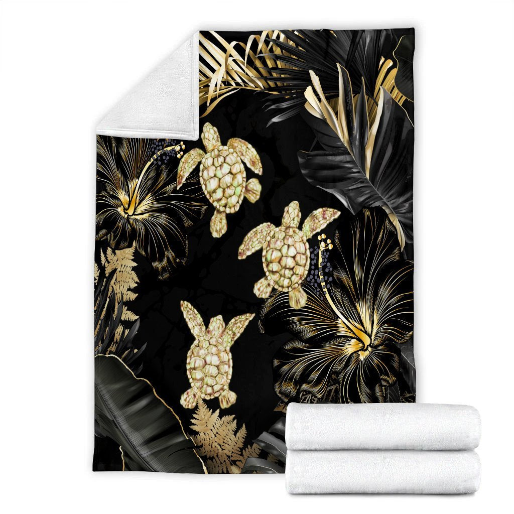 Hawaii Blanket - Golden Tropical Turtle Premium Blankets AH - Polynesian Pride