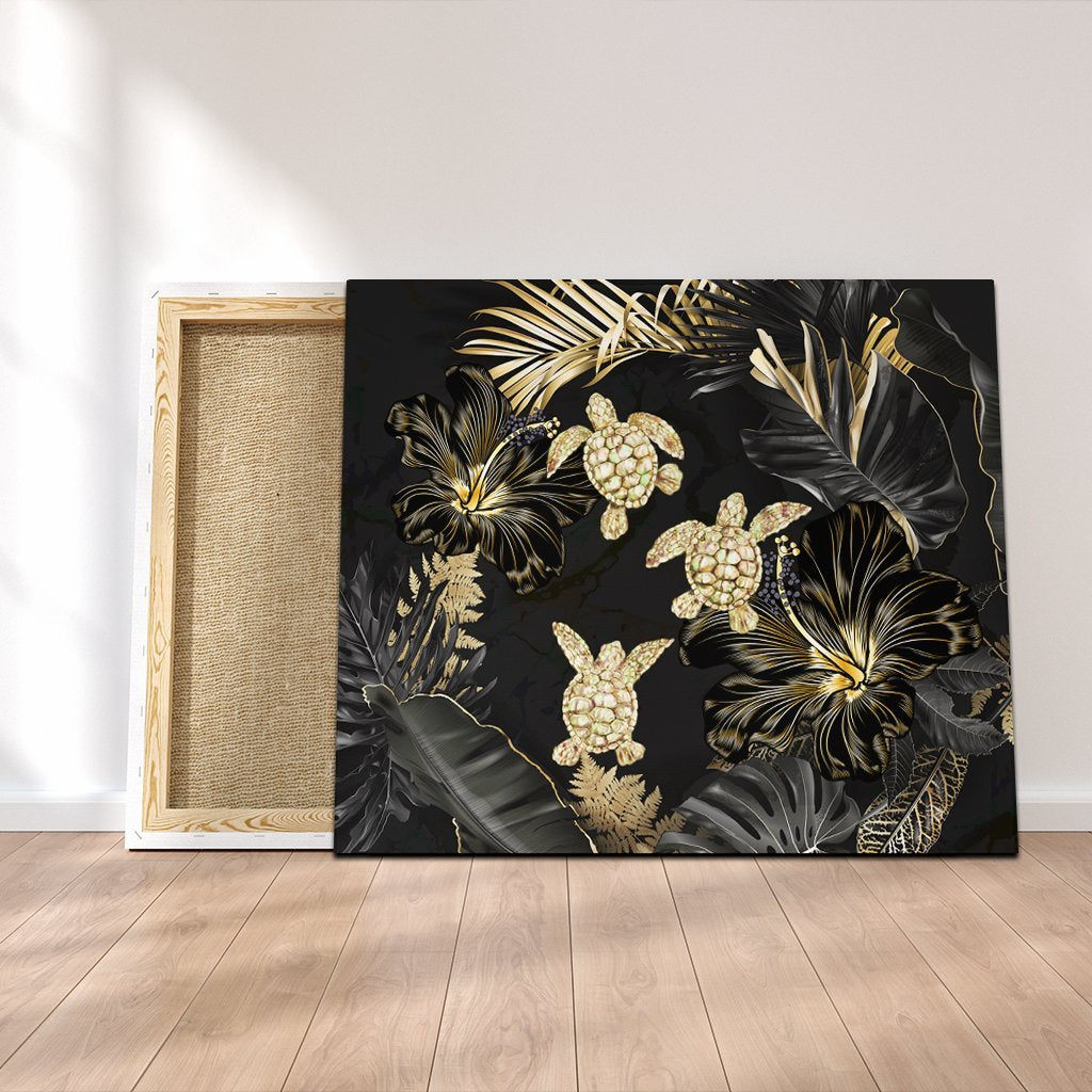 Hawaiian - Golden Tropical Turtle Canvas AH Canvas Poly-cotton - Polynesian Pride