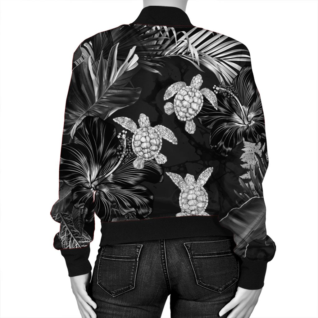 Hawaiian - Silver Tropical Turtle Bomber Jacket AH - Polynesian Pride