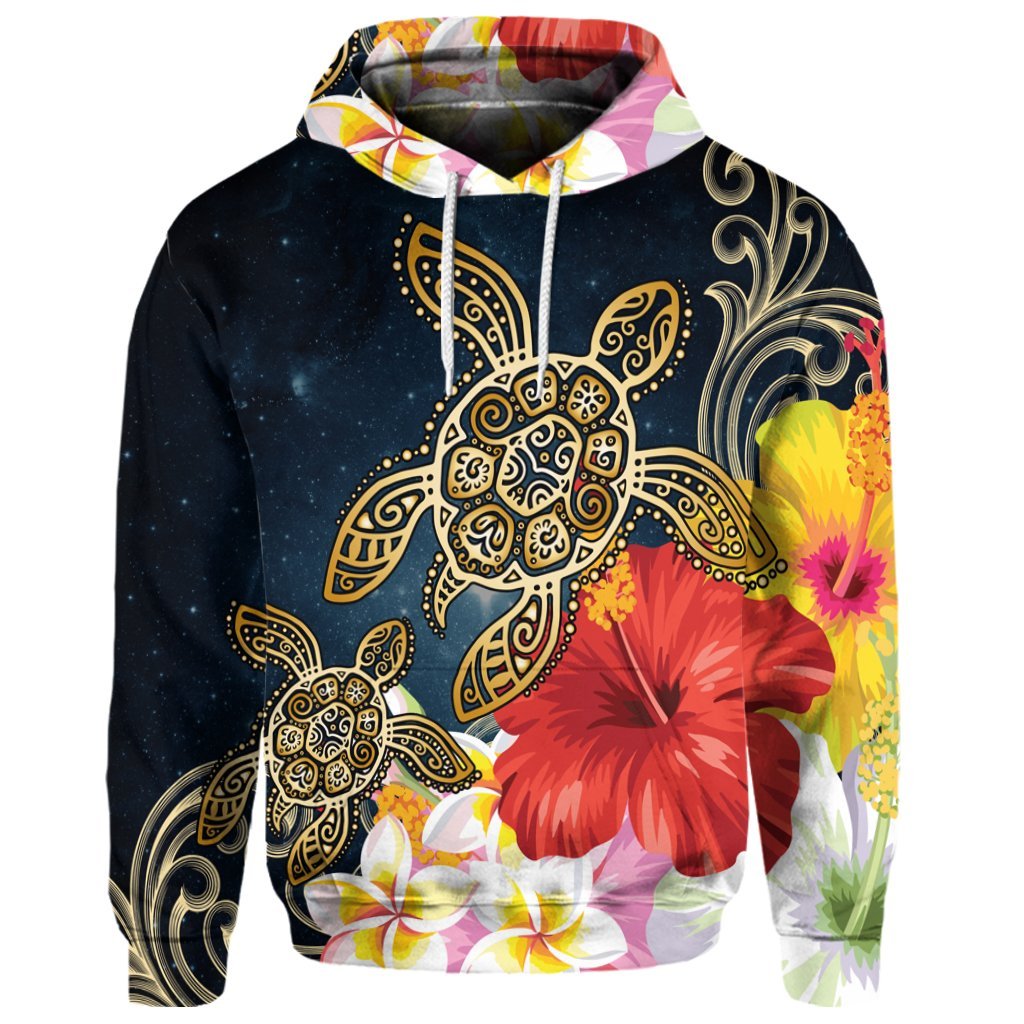 Custom Hawaiian Hawaii Honu Hibiscus Galaxy Hoodie - Polynesian Pride