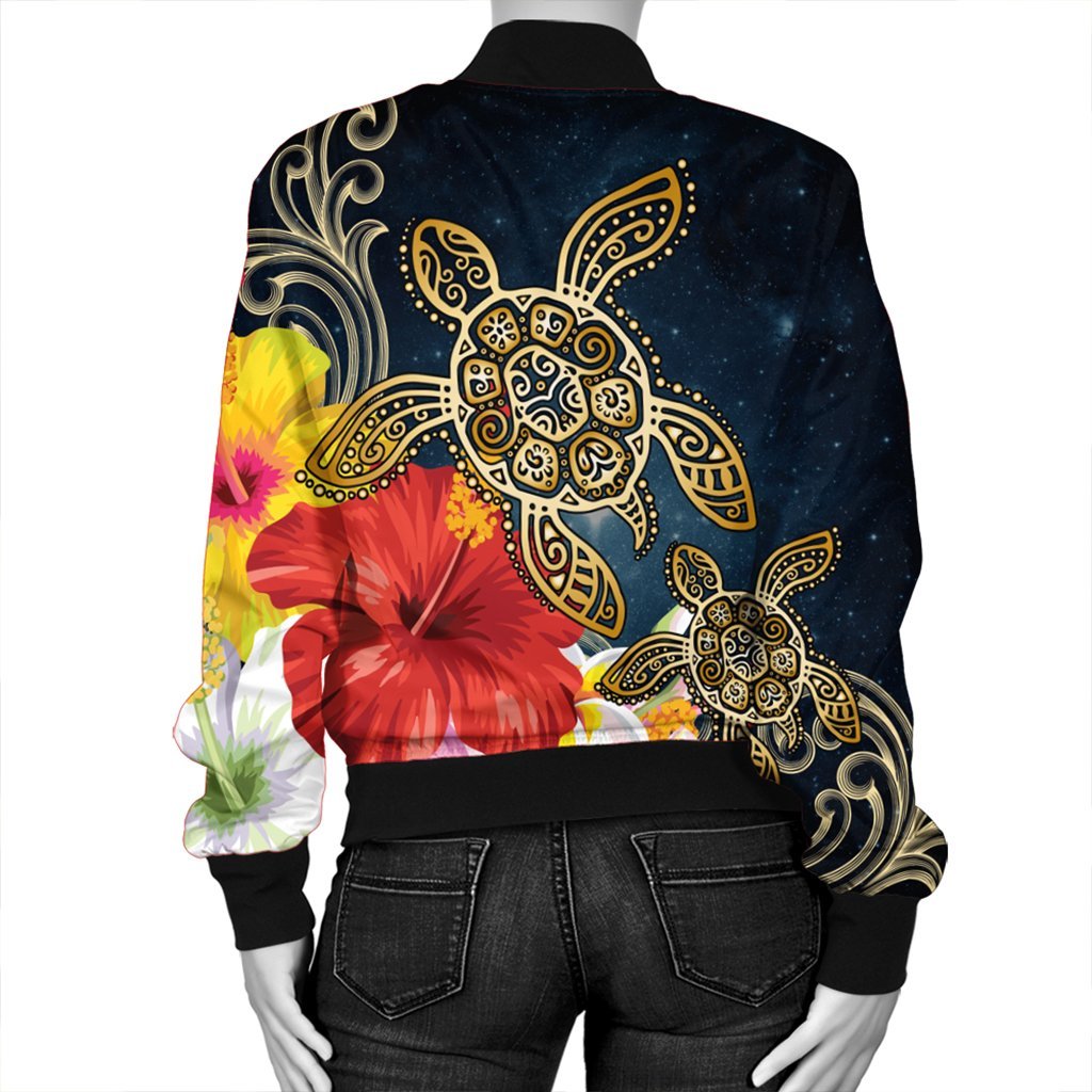Hawaiian - Hawaii Honu Hibiscus Galaxy Bomber Jacket - AH - Polynesian Pride