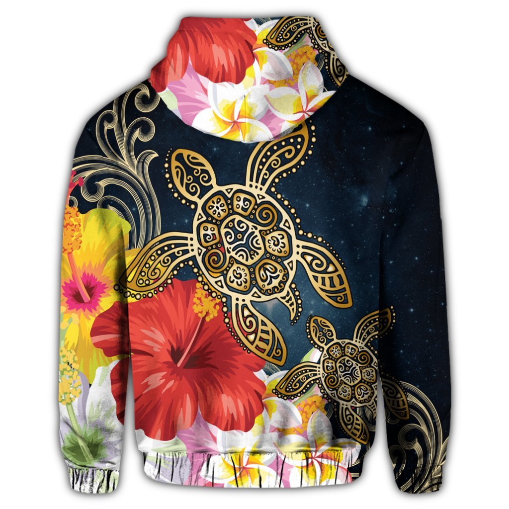 Hawaiian Hawaii Honu Hibiscus Galaxy Zip Hoodie - Polynesian Pride