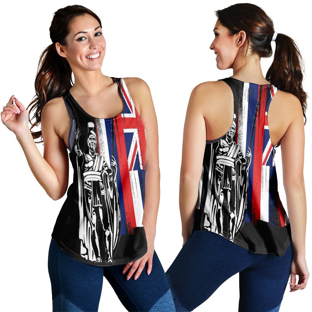 Hawaiian - Hawaii King Flag Racerback Tank - AH Black - Polynesian Pride
