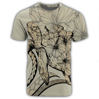 Hawaiian Hawaii Turtle Hibiscus Polynesian Vintage T Shirt Beige - Polynesian Pride