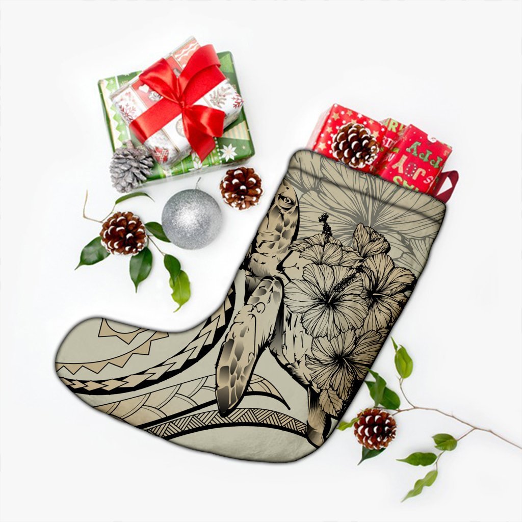 Hawaiian - Hawaii Turtle Hibiscus Polynesian Vintage Christmas Stocking - Beige - AH - Polynesian Pride