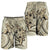 Hawaiian - Hawaii Turtle Hibiscus Polynesian Vintage Men's Shorts - Beige - AH - Polynesian Pride