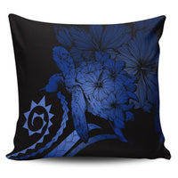 Hawaiian - Hawaii Turtle Hibiscus Polynesian Vintage Pillow Covers - Blue - AH Pillow Covers Black - Polynesian Pride