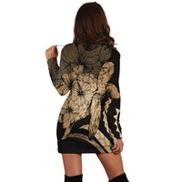 Hawaiian - Hawaii Turtle Hibiscus Polynesian Vintage Hoodie Dress - Gold - AH - Polynesian Pride