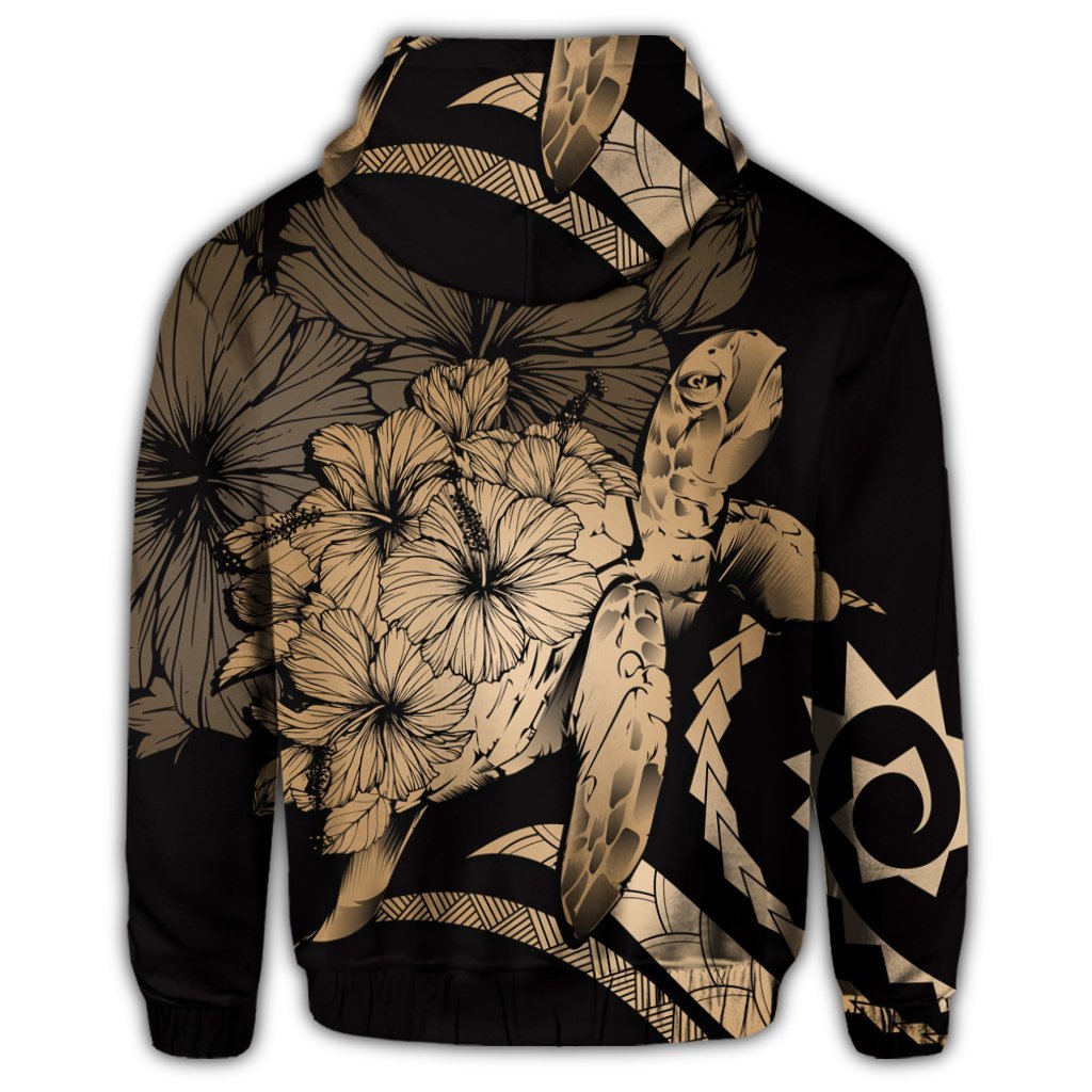 Hawaiian Hoodie Hawaiian Turtle Hibiscus Polynesian Vintage Hoodie Gold - Polynesian Pride