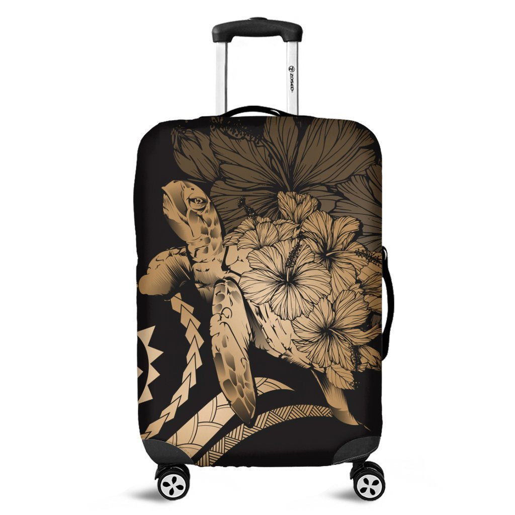 Hawaiian - Hawaii Turtle Hibiscus Polynesian Vintage Luggage Covers - Gold - AH Black - Polynesian Pride