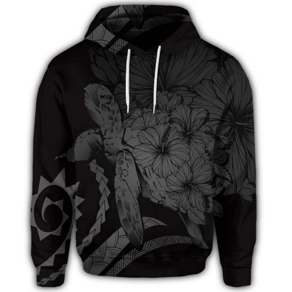 Hawaiian Hoodie Hawaiian Turtle Hibiscus Polynesian Vintage Hoodie Gray - Polynesian Pride