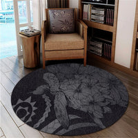 Hawaiian - Hawaii Turtle Hibiscus Polynesian Vintage Round Carpet - Gray - AH - Polynesian Pride