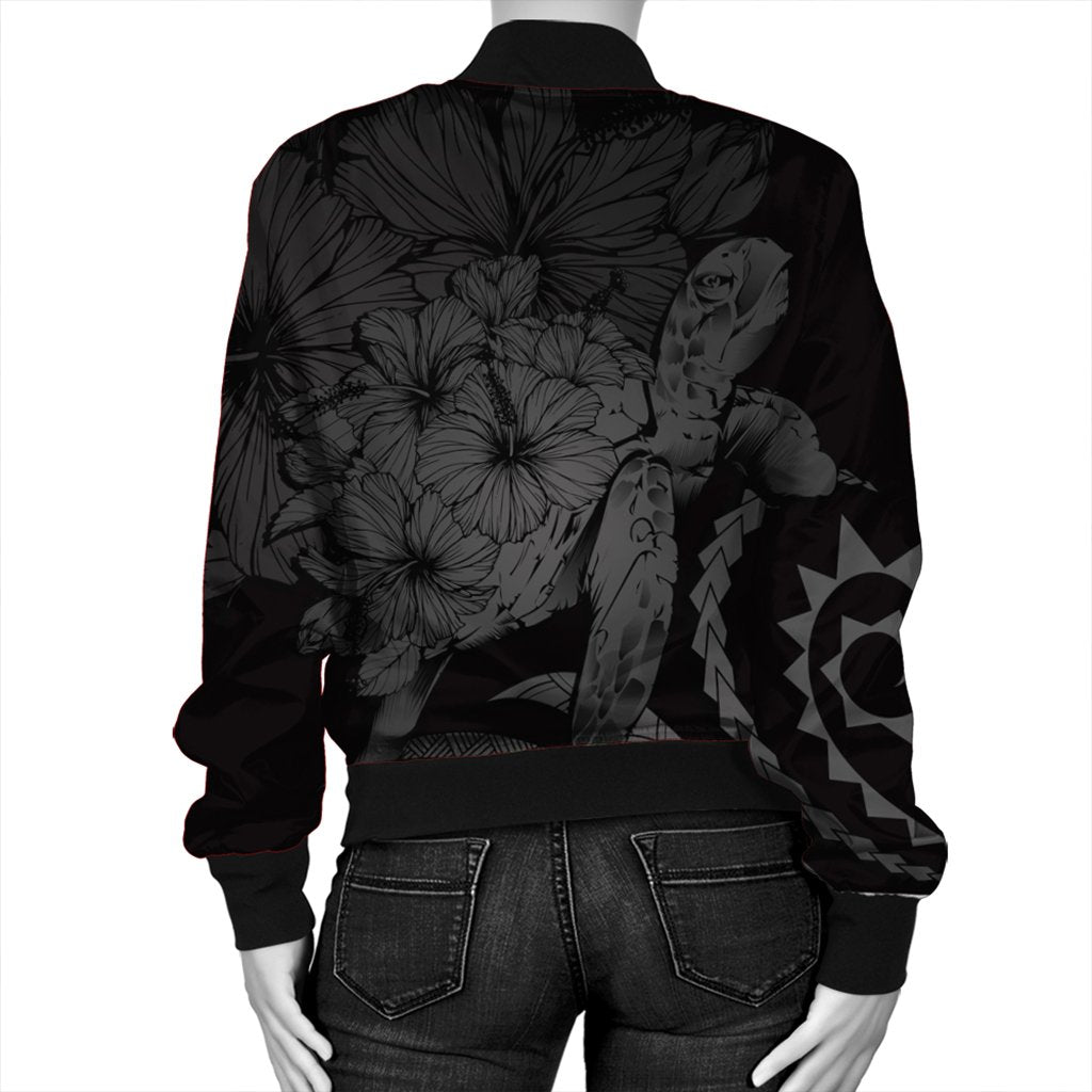 Hawaiian - Hawaii Turtle Hibiscus Polynesian Vintage Bomber Jacket - Gray - AH - Polynesian Pride