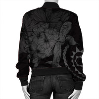 Hawaiian - Hawaii Turtle Hibiscus Polynesian Vintage Bomber Jacket - Gray - AH - Polynesian Pride