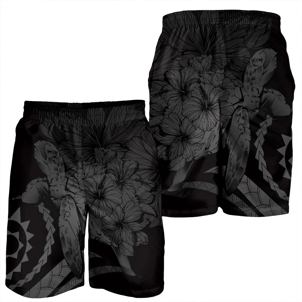 Hawaiian - Hawaii Turtle Hibiscus Polynesian Vintage Men's Shorts - Gray - AH - Polynesian Pride