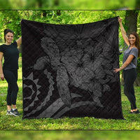 Hawaiian - Hawaii Turtle Hibiscus Polynesian Vintage Premium Quilts - Gray - AH Black - Polynesian Pride