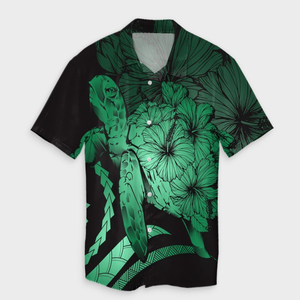 Hawaiian - Hawaii Turtle Hibiscus Polynesian Vintage Hawaiian Shirt - Green - AH Unisex Black - Polynesian Pride