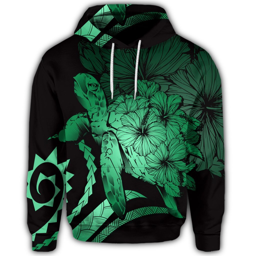 Hawaiian Hoodie Hawaiian Turtle Hibiscus Polynesian Vintage Hoodie Green - Polynesian Pride