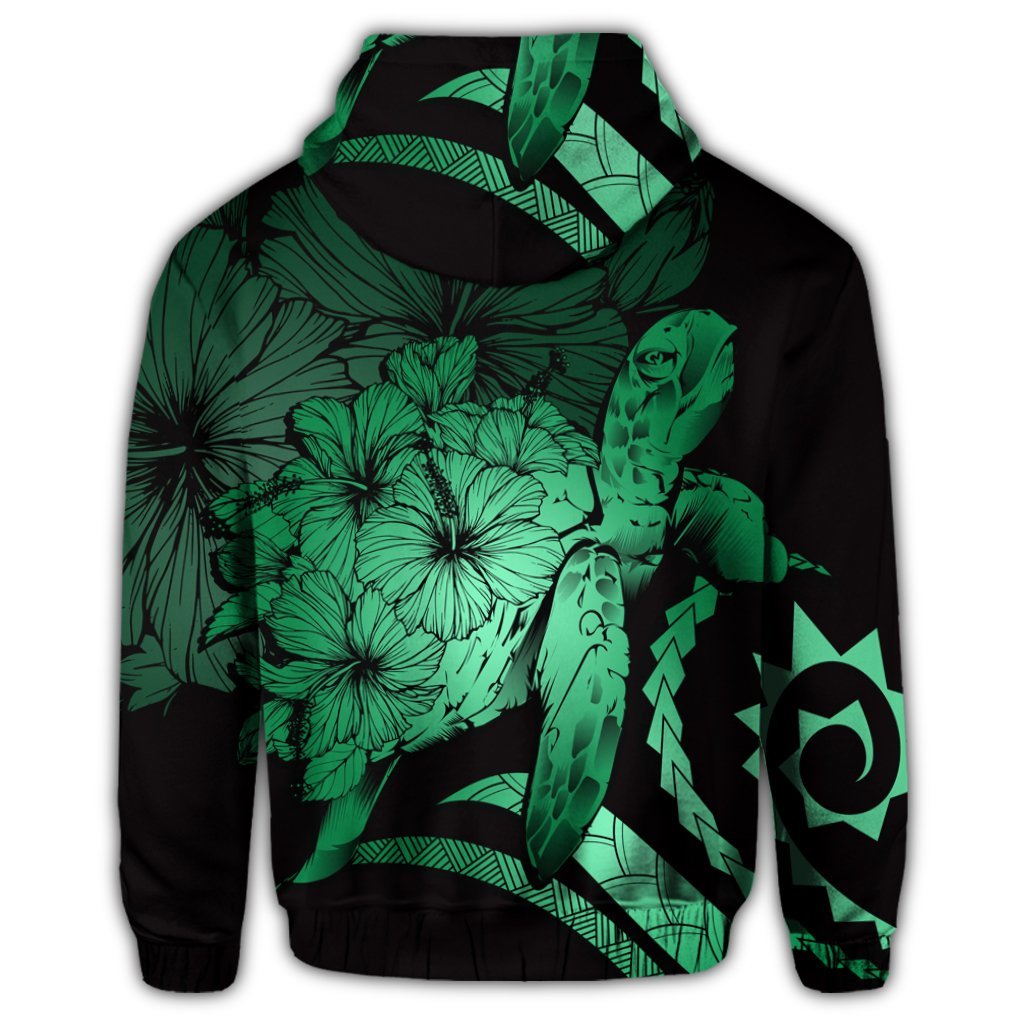 Hawaiian Hoodie Hawaiian Turtle Hibiscus Polynesian Vintage Hoodie Green - Polynesian Pride