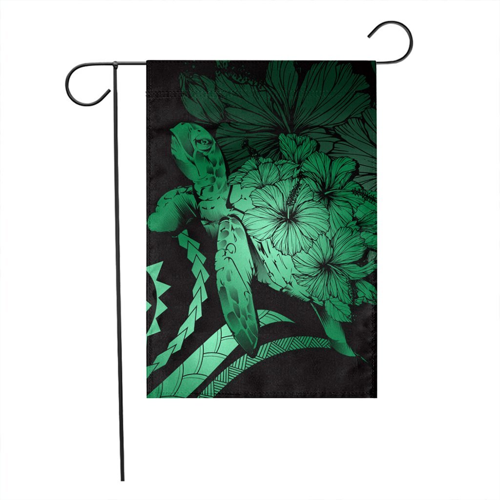 Hawaiian - Hawaii Turtle Hibiscus Polynesian Vintage Flag - Green - AH - Polynesian Pride