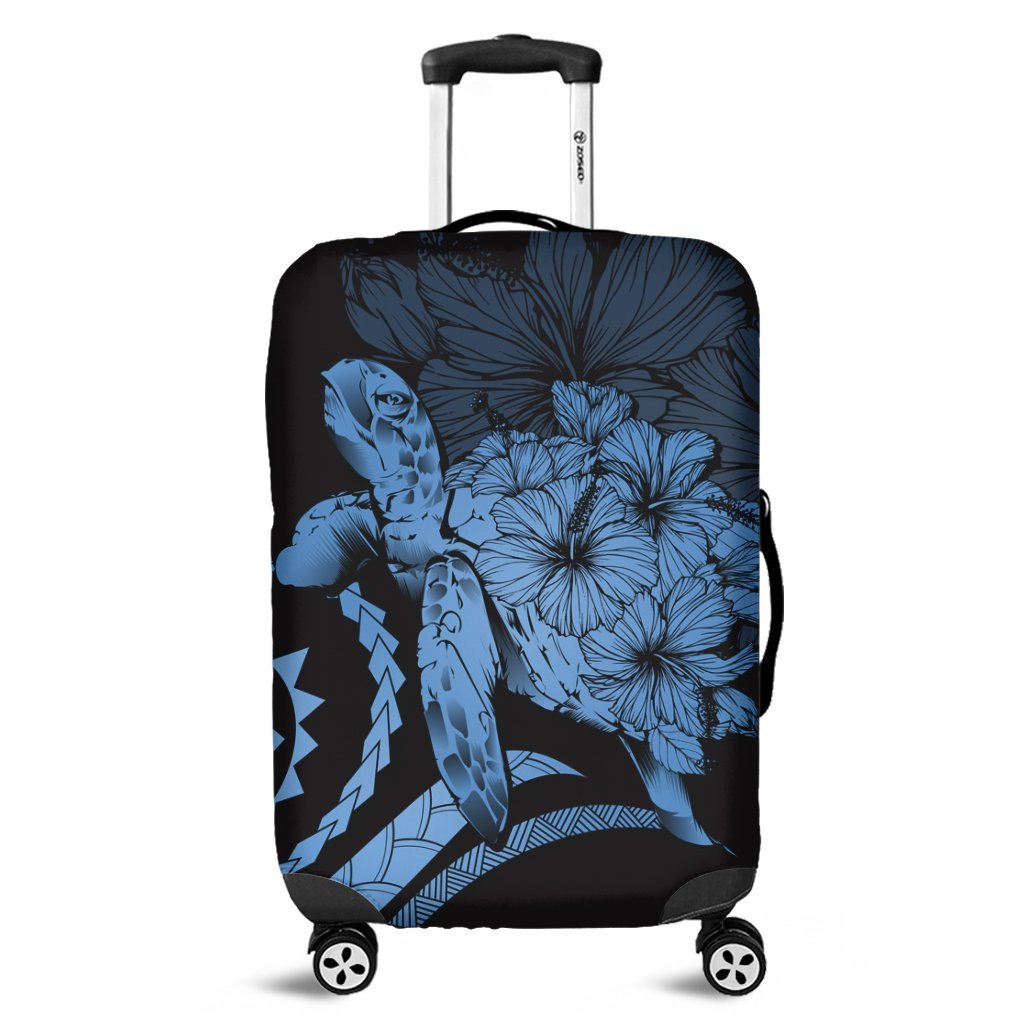 Hawaiian - Hawaii Turtle Hibiscus Polynesian Vintage Luggage Covers - Pastel Blue - AH Black - Polynesian Pride