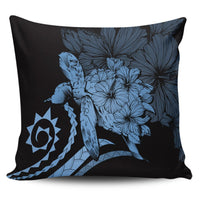 Hawaiian - Hawaii Turtle Hibiscus Polynesian Vintage Pillow Covers - Pastel Blue - AH Pillow Covers Black - Polynesian Pride