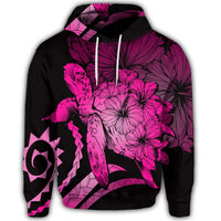 Hawaiian Hoodie Hawaiian Turtle Hibiscus Polynesian Vintage Hoodie Pink - Polynesian Pride