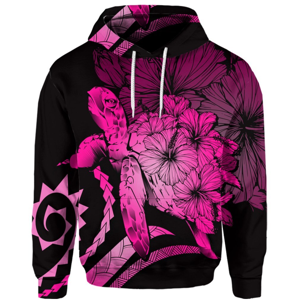 Custom Hawaiian Hawaii Turtle Hibiscus Polynesian Vintage Hoodie Pink - Polynesian Pride
