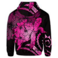 Hawaiian Hoodie Hawaiian Turtle Hibiscus Polynesian Vintage Hoodie Pink - Polynesian Pride