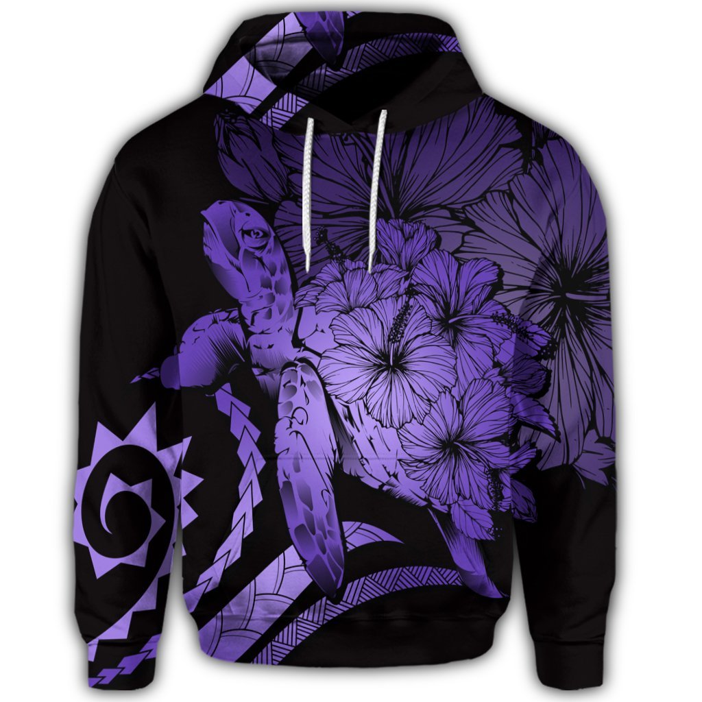 Hawaiian Hoodie Hawaiian Turtle Hibiscus Polynesian Vintage Hoodie Purple - Polynesian Pride