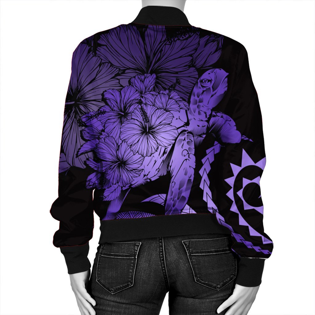 Hawaiian - Hawaii Turtle Hibiscus Polynesian Vintage Bomber Jacket - Purple - AH - Polynesian Pride