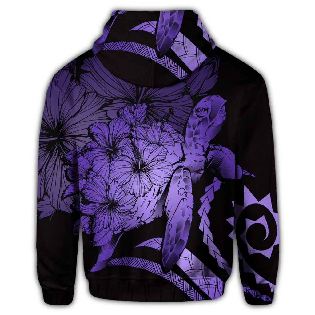 Hawaiian Hoodie Hawaiian Turtle Hibiscus Polynesian Vintage Hoodie Purple - Polynesian Pride