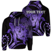 Custom Hawaiian Hawaii Turtle Hibiscus Polynesian Vintage Hoodie Purple Unisex Art - Polynesian Pride