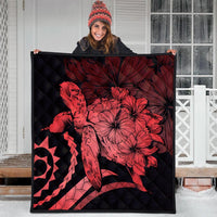 Hawaiian - Hawaii Turtle Hibiscus Polynesian Vintage Premium Quilts - Red - AH - Polynesian Pride