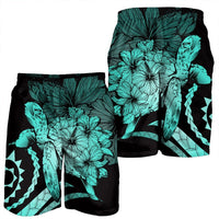 Hawaiian - Hawaii Turtle Hibiscus Polynesian Vintage Men's Shorts - Turquoise - AH - Polynesian Pride